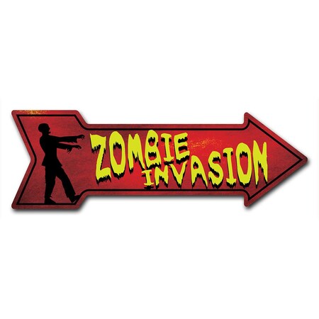 Signmission Zombie Invasion Arrow Decal Funny Home Decor 36in Wide D-A-12-999536